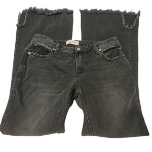 Free People We The Free Black Ash Flare Jeans Raw Hem Size 27